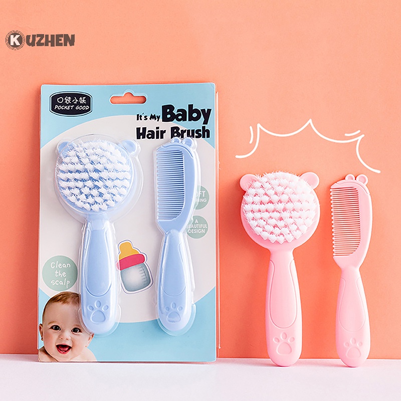 Kuzhen set 2 Lược Chải Tóc Mềm Mại Bằng nylon Mát Xa Da Đầu Cho Trẻ Sơ Sinh