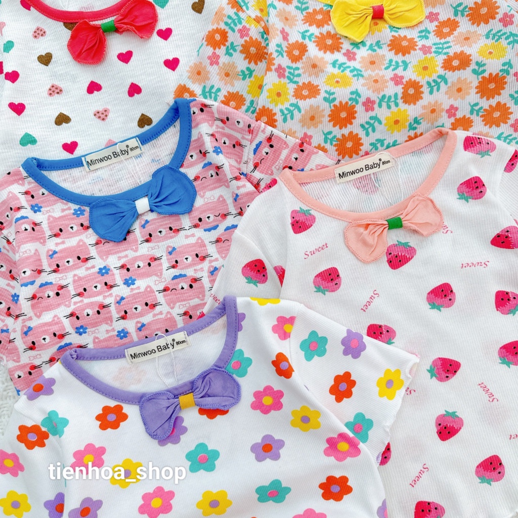 SET LỬNG ĐÍNH NƠ GÂN TĂM IN HOA CHO BÉ SIÊU XINH