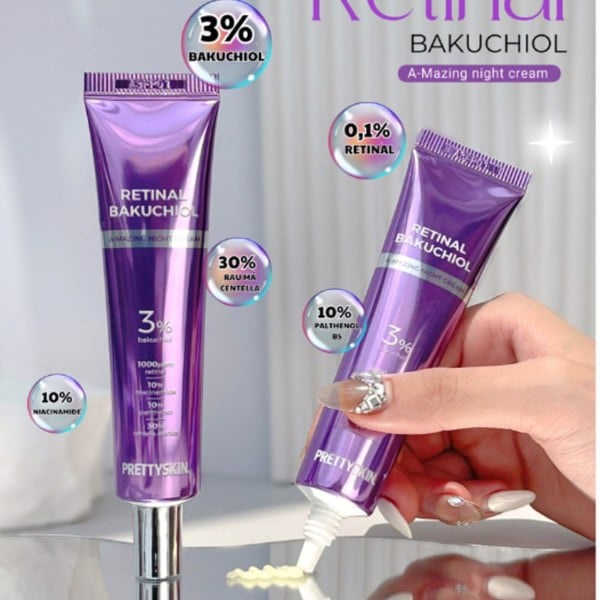 Retinal Pretty Skin, kem dưỡng Pretty Skin retinal bakuchiol A-mazing night cream