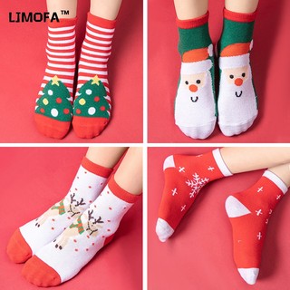 LJMOFA KIDS 1 Cặp Vớ  1-12 Tuổi cotton Họa Tiết Giáng Sinh Dễ Thương Cho Bé