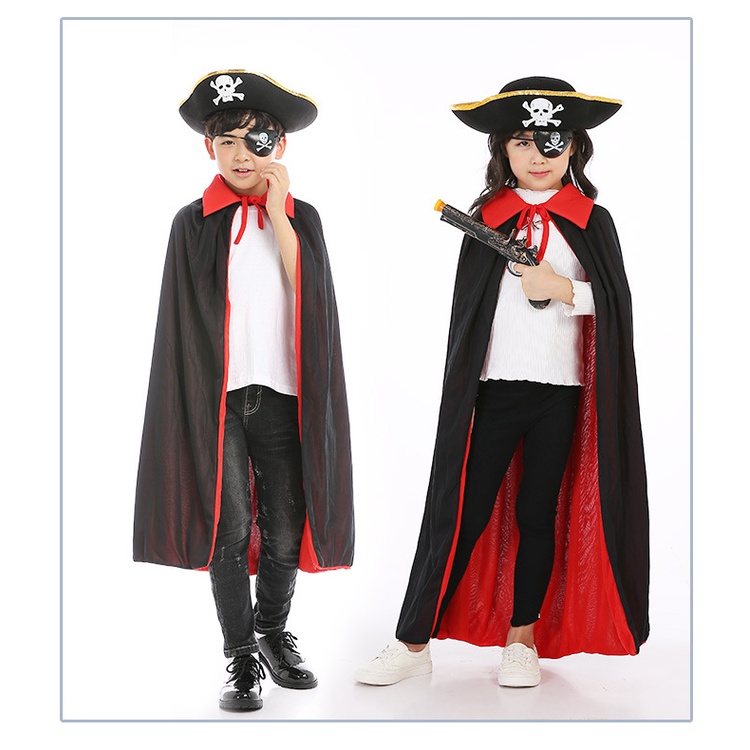 Set Nón Và Khăn Choàng Đen Hóa Trang Cướp Biển Ma Cà Rồng