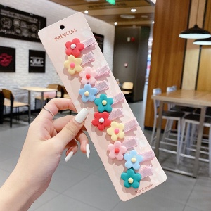 Set 10 Kẹp Tóc Hình Hoa /Trái Cây Xinh Xắn Cho Bé Gái