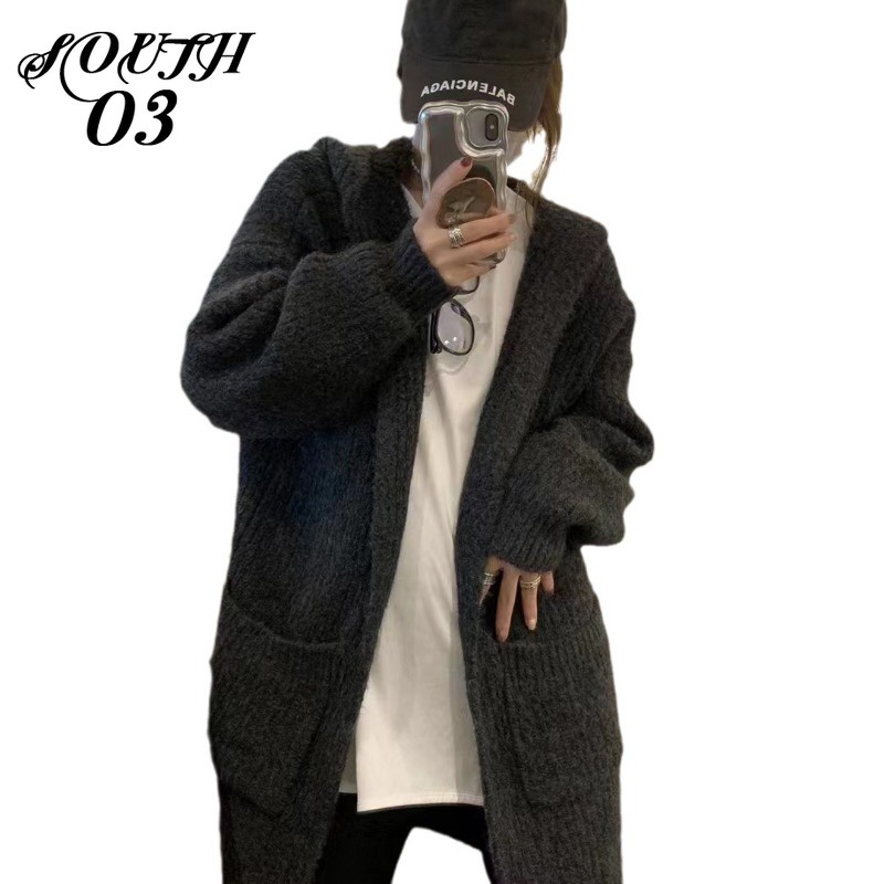 Áo Khoác cardigan Dệt Kim Có Mũ Trùm Phong Cách Hàn Quốc Thời Trang Thu Đông Hàng Mới Dành Cho Bạn Nữ