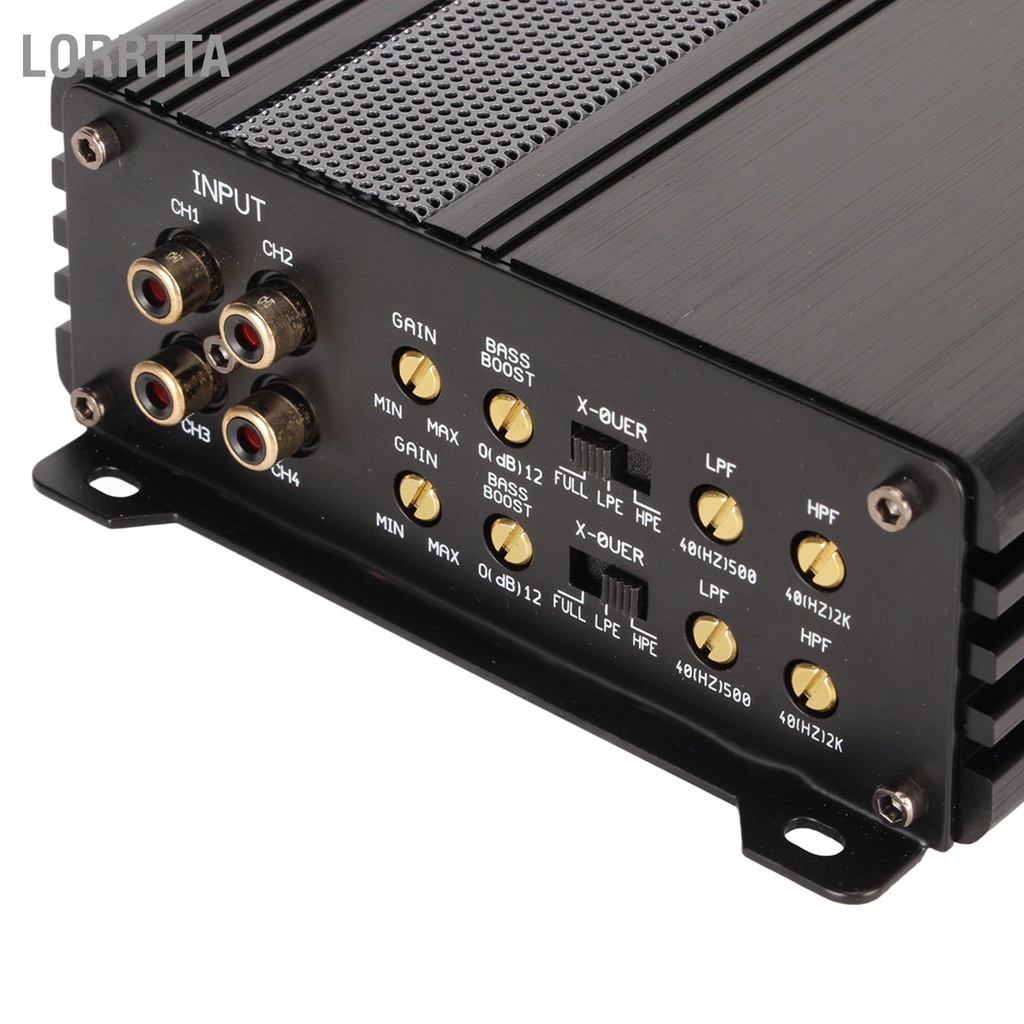 Lorrtta Bộ khuếch đại ô tô 4CH Class AB 400W 4 Ohms công suất 12V có thể kết nối cho loa Loa siêu trầm