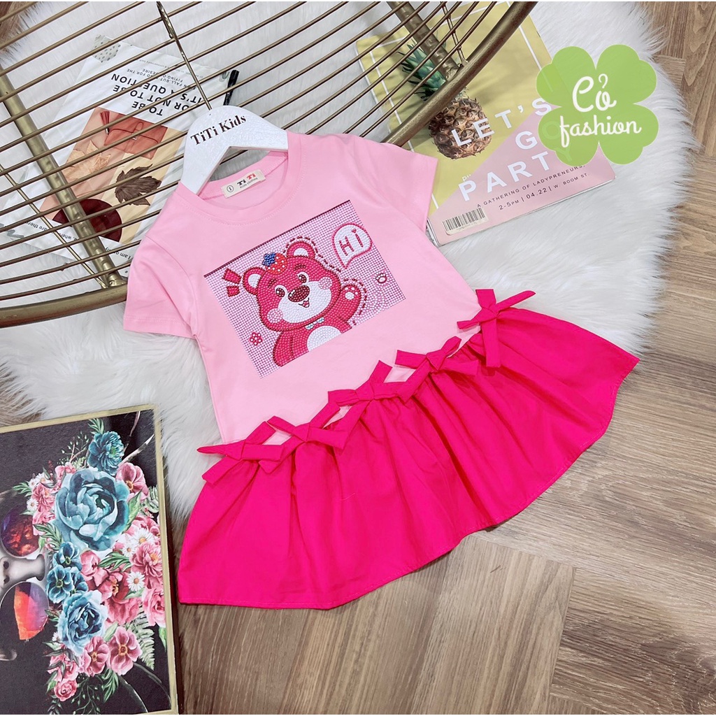 Váy gấu dâu cho bé gái siêu mềm mát siêu dễ thương Cỏ fashion