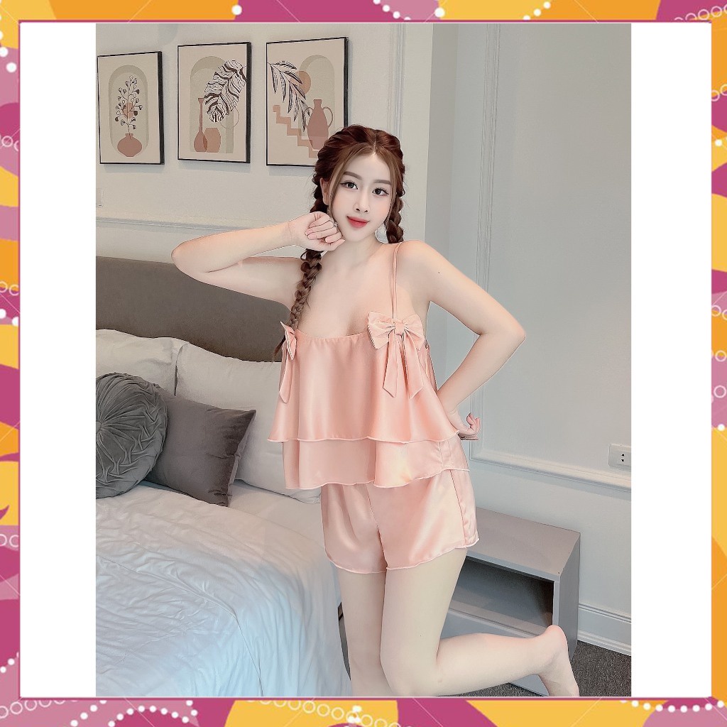 đồ bộ đùi nữ đi chơi, Đồ bộ nữ dây sát nách hở lưng quần đùi - CN154