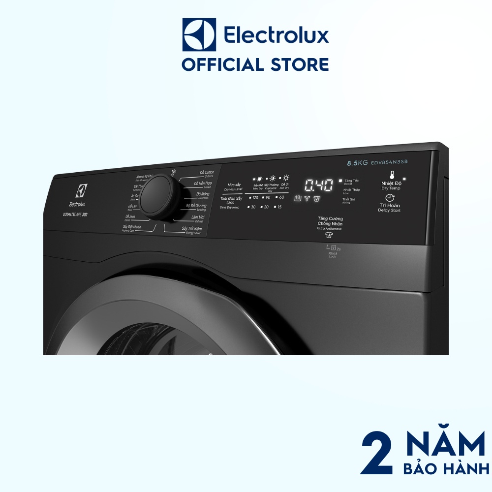 Máy sấy thông hơi Electrolux 8.5kg UltimateCare 300 - EDV854N3SB - Màu xám đen