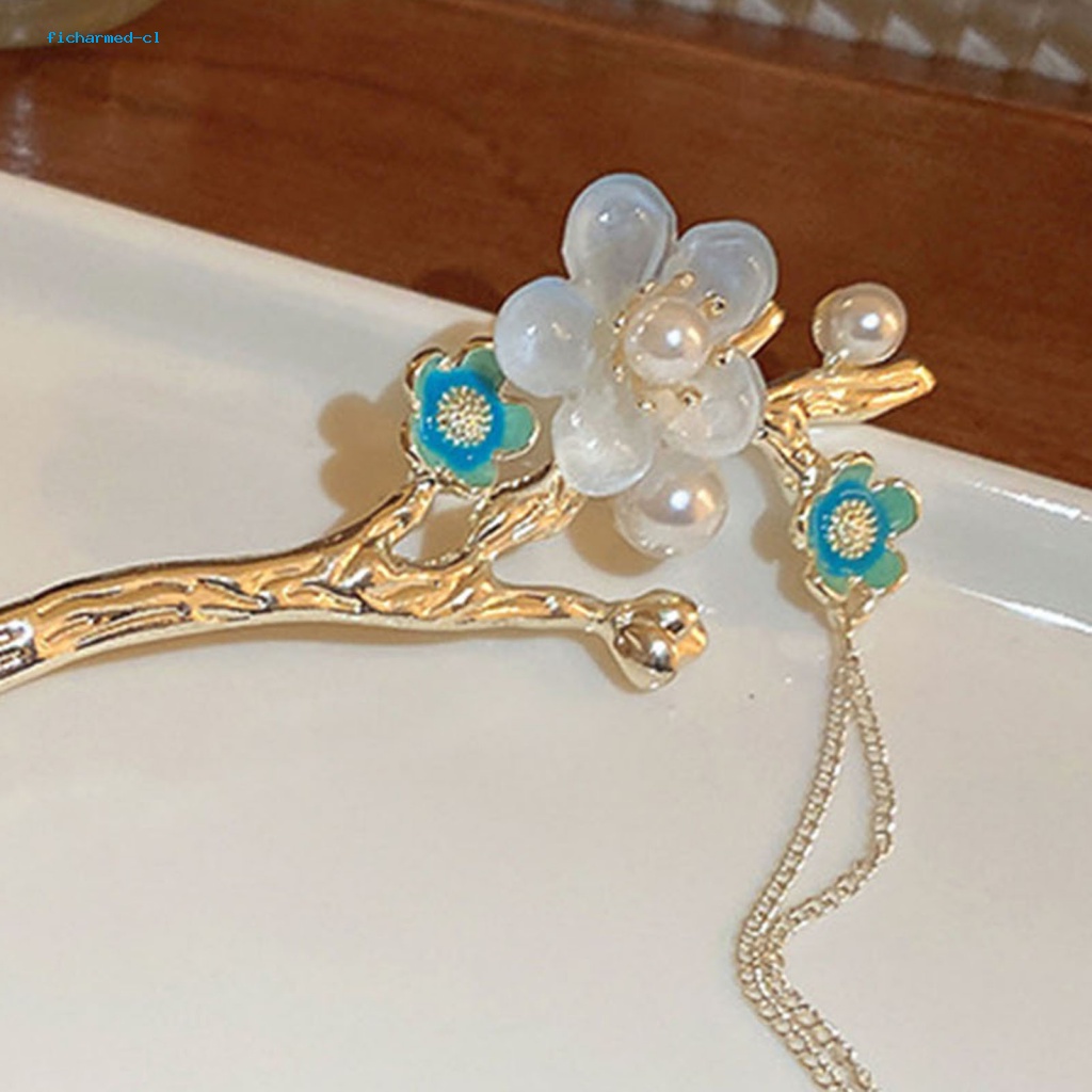 Fc * Trâm Cài Tóc Kim Loại Đính Ngọc Trai Giả Phong Cách Trung Hoa Thanh Lịch Thích Hợp Làm Quà Tặng Cho Đám Nam