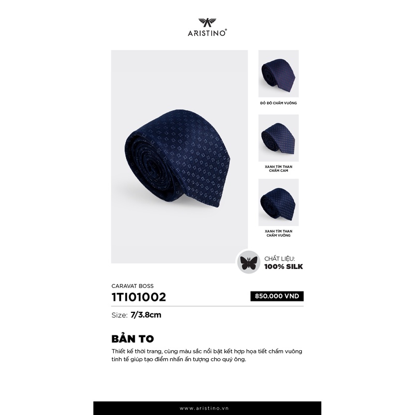 Cà vạt nam Aristino for Boss thiết kế bản to lịch lãm mà thời thượng, màu sắc nổi bật - 1TI01002
