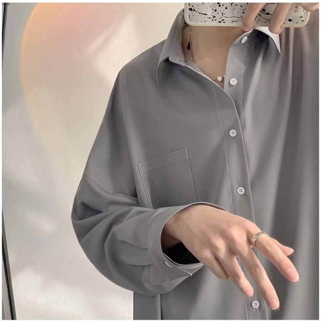 Áo Sơ Mi Trắng Tay Dài Dáng Rộng Cỡ Lớn m-7xl Thời Trang Trẻ Trung Cho Nam