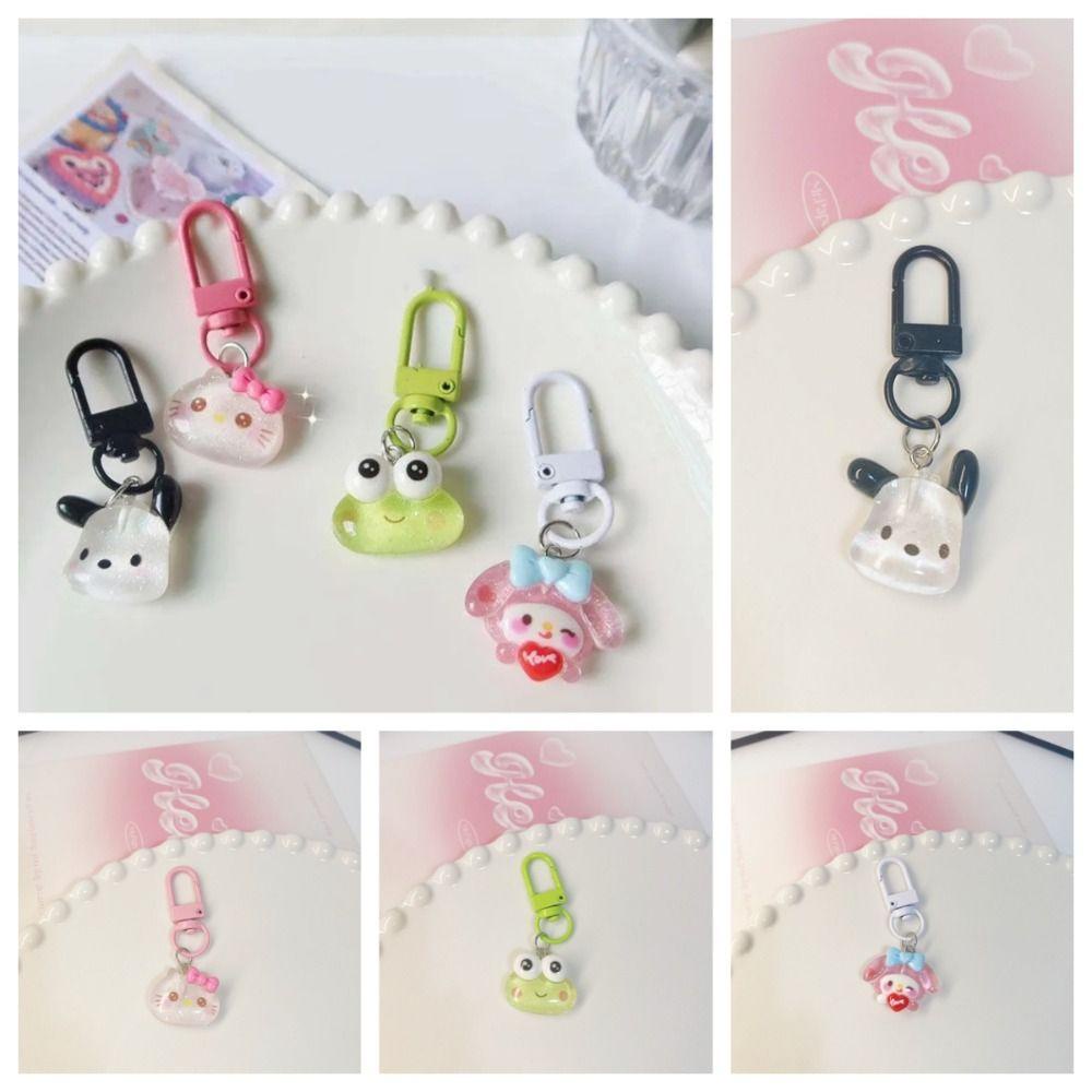 Adames keroppi Móc Khóa acrylic Trong Suốt Mặt Hình pachacco Mèo Lấp Lánh Thời Trang kt melody car