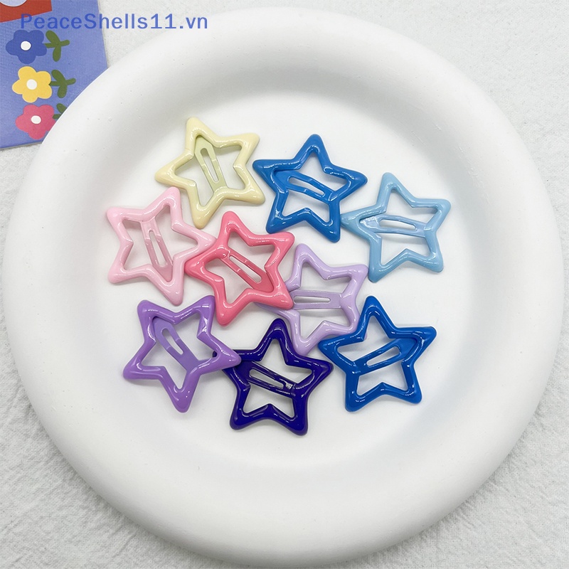 Set 3 Kẹp Tóc Kim Loại Hình Ngôi Sao Màu Kẹo Dễ Thương Cho Bé Gái