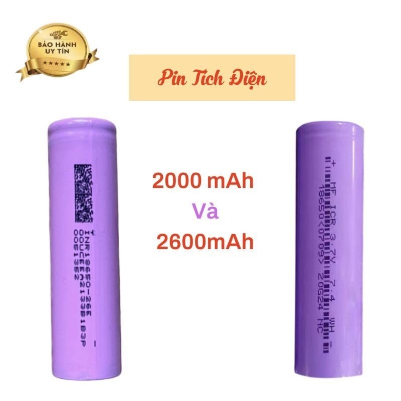 Pin 18650 tích điện - Dung lượng 2000/ 2600mAh 3.7v dùng cho Quạt mini,Tông Đơ,Sạc Dự phòng