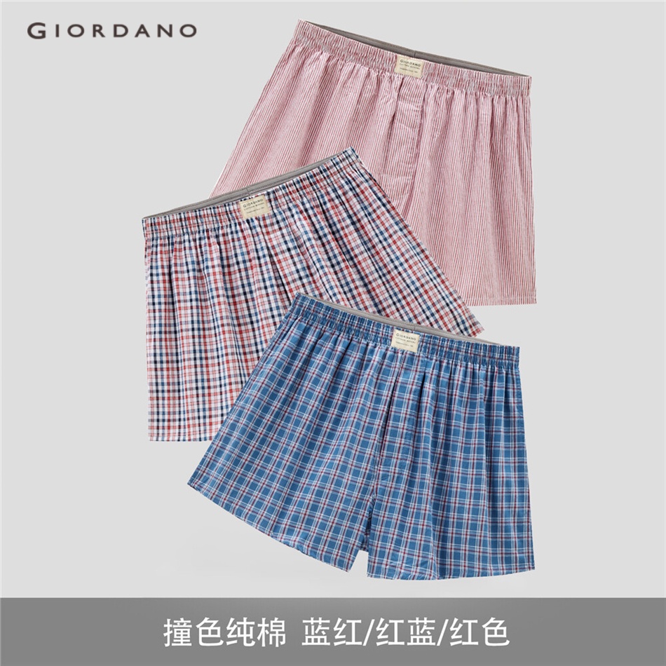 Bộ 3 quần đùi GIORDANO 01179139 màu tương phản chất liệu cotton thời trang