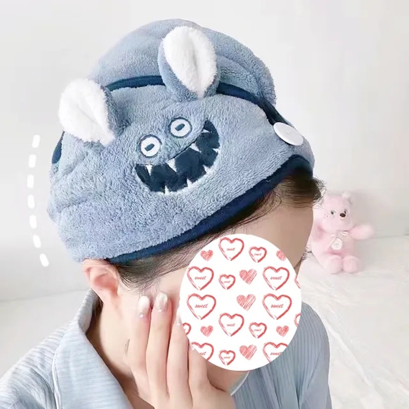 Khăn Quấn Tóc Cotton Nhanh Khô Thêu Hình Thú Kinh Dị Độc Đáo 25x60cm YK