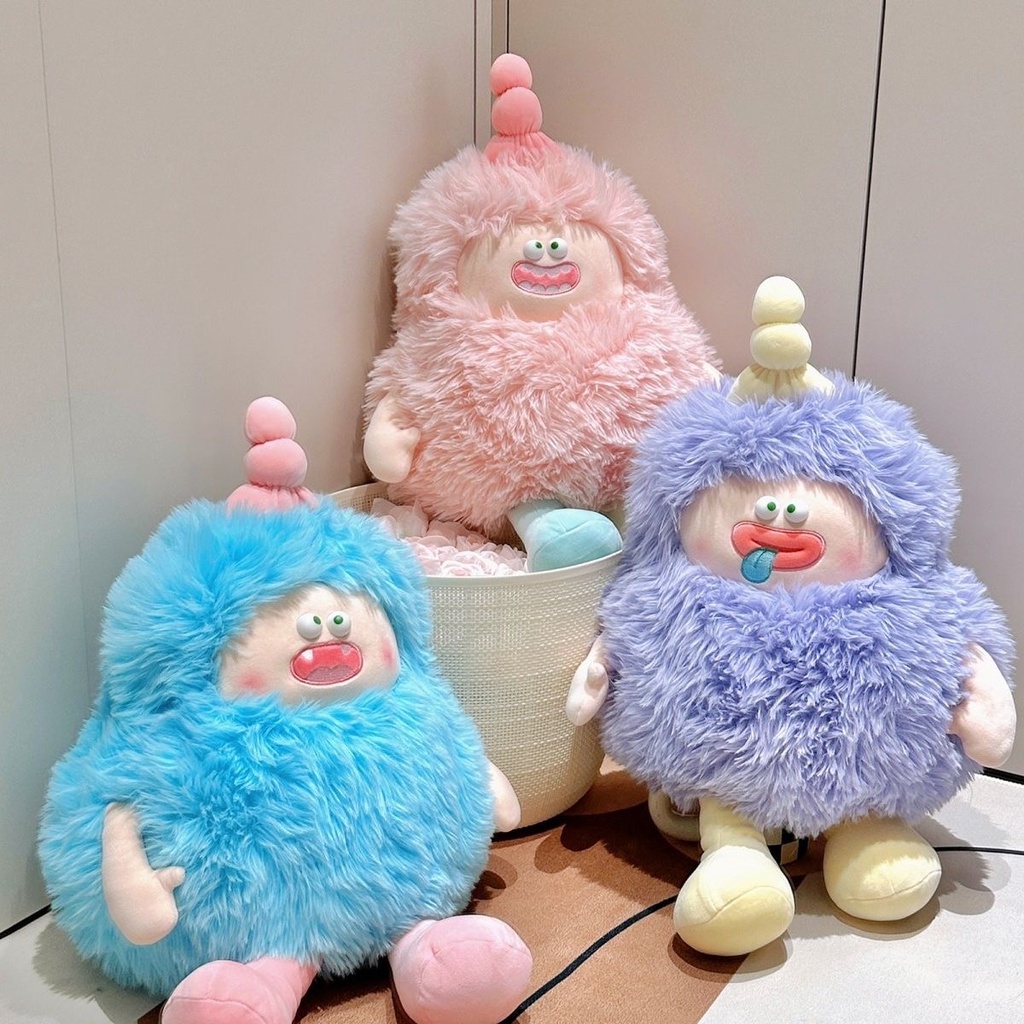 Panda~Đồ chơi nhồi bông  Quái vật nhỏ có lông Búp bê ngộ nghĩnh màu hồng dễ thương Mô phỏng gối mềm Quà tặng sinh nhật búp bê 0321