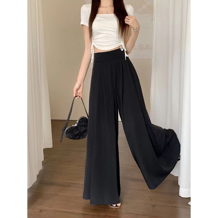 Quần Giả Váy Lưng Cao Ống Rộng Thời Trang Mùa Hè Xinh Xắn Cho Nữ