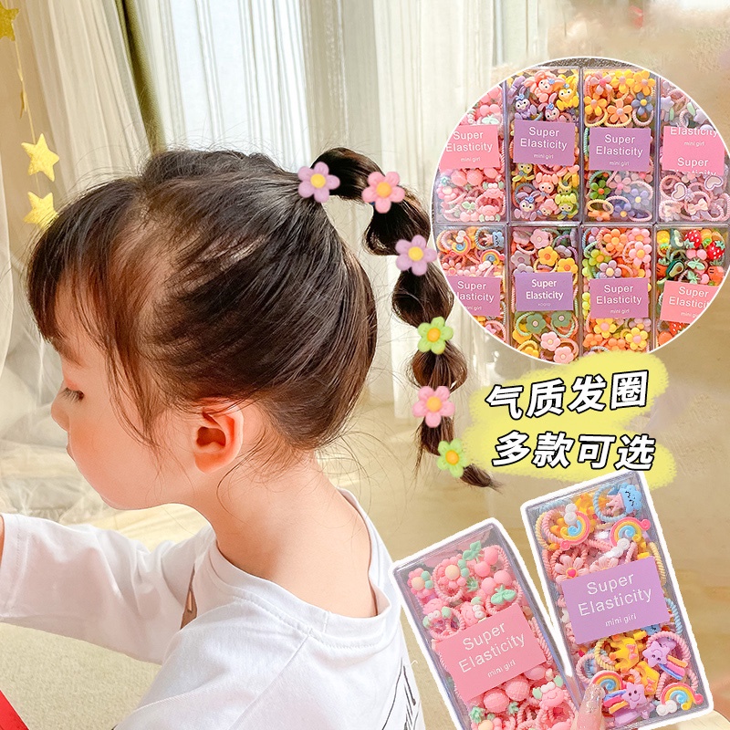 Bộ 30 Dây Cột Tóc Cao Su Nhiều Màu Sắc Dễ Thương Cho Bé Gái