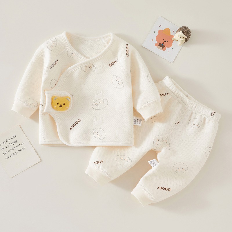 Bộ Áo Tay Dài Dày Dặn + Quần Dài Giữ Ấm Mùa Đông Cho Bé Trai / Gái