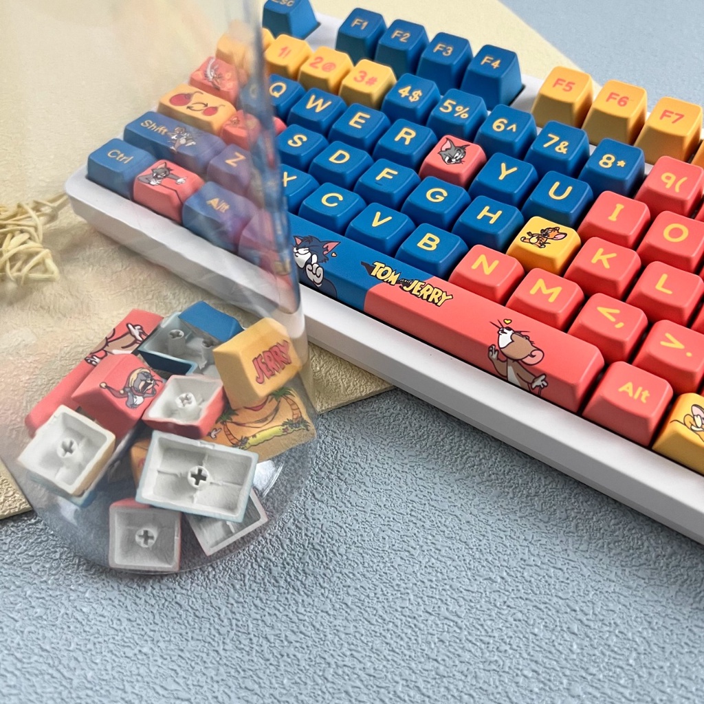 Tom và Jerry Keycaps MDA Profile Anime PBT Dye Sub Bàn Phím Cơ Keycap