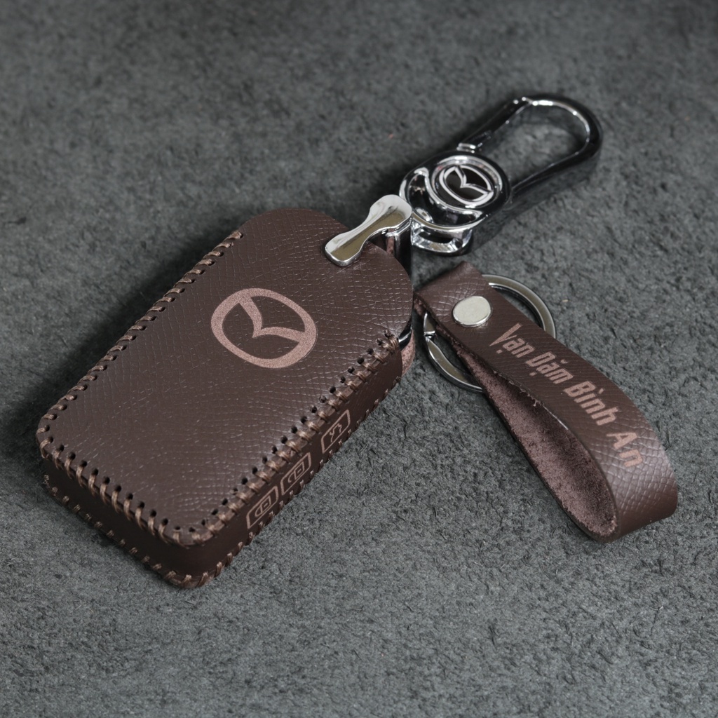 Bao da móc khoá bọc ốp chìa khóa xe ô tô Mazda 3 CX3 CX30 CX8 - Da bò thật mazda
