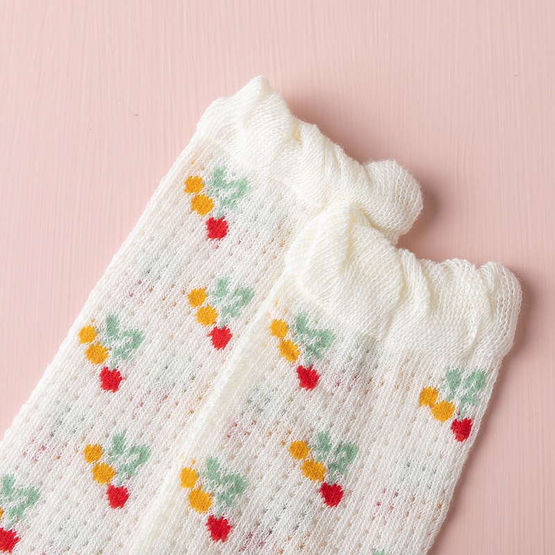 LJMOFA 1 Đôi Tất cotton Dài Mềm Mại Thoải Mái In Hoa Cho Bé Gái 9 Tuổi