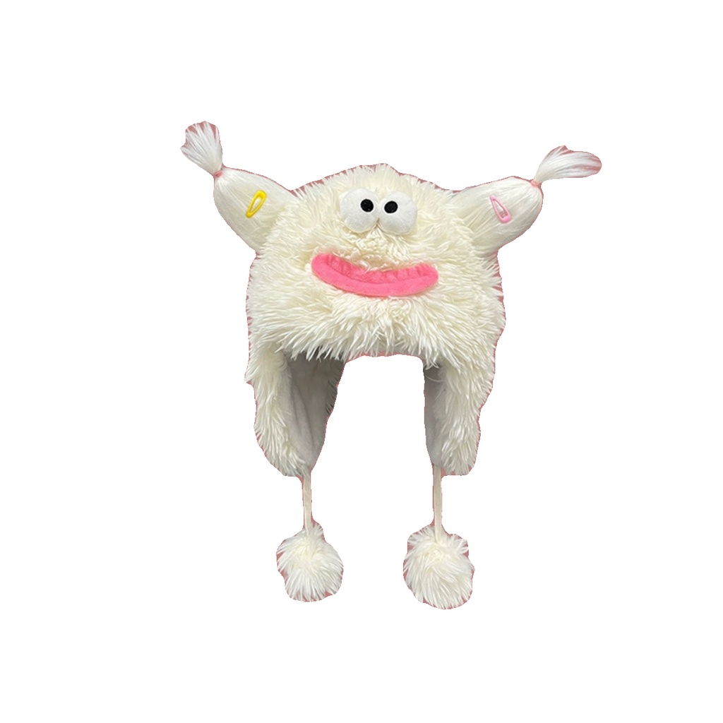 Nón Trùm Đầu Dày Dặn Giữ Ấm Tai Họa Tiết Hoạt Hình Dễ Thương Vui Nhộn Cho Nữ