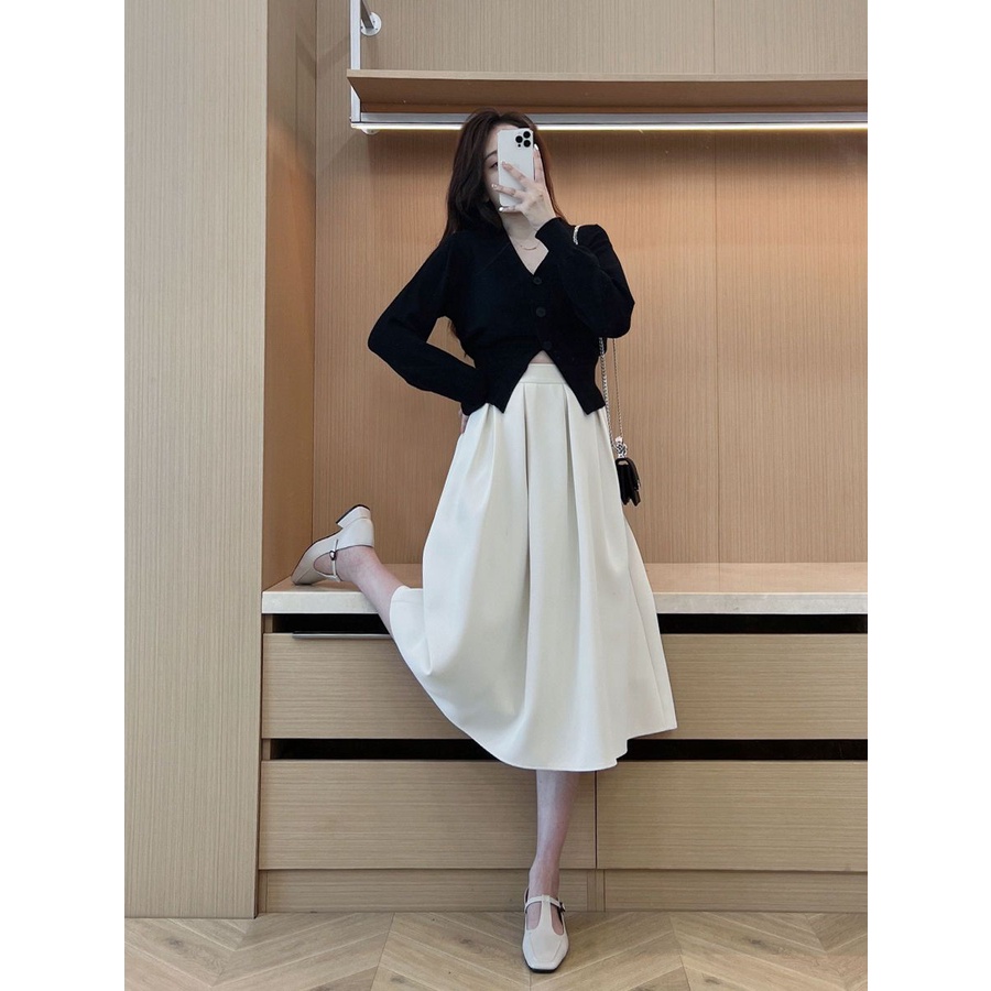 Áo Khoác cardigan Dệt Kim Màu Đen Phong Cách Pháp Thời Trang Thu Đông Hàng Đầu 1298 tcn4