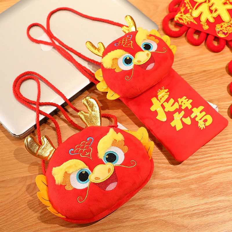 Bao Lì Xì Năm Mới 2024 Hình Rồng Đỏ Nhồi Bông Sáng Tạo