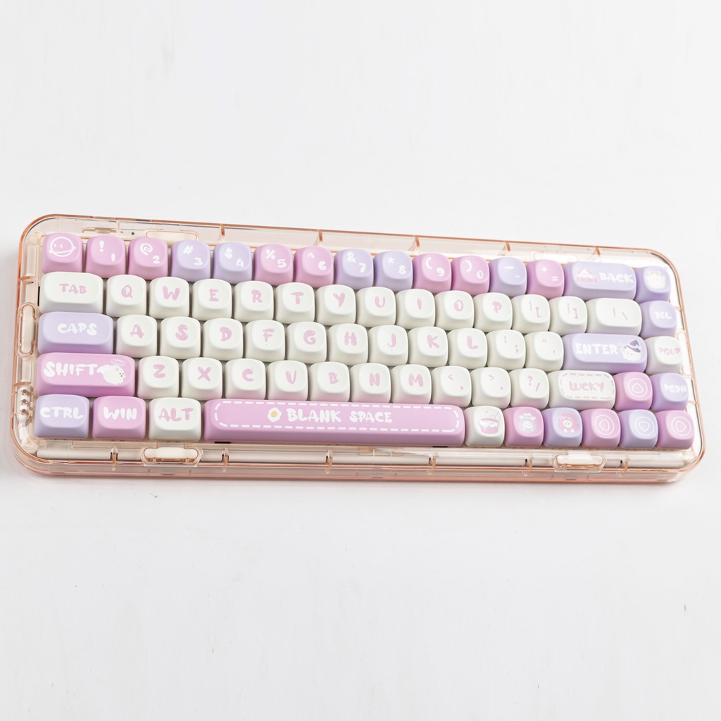 Bun keycaps moa profile Bộ Bàn Phím Cơ Màu Hồng Hoạt Hình pbt Nhuộm Hồng