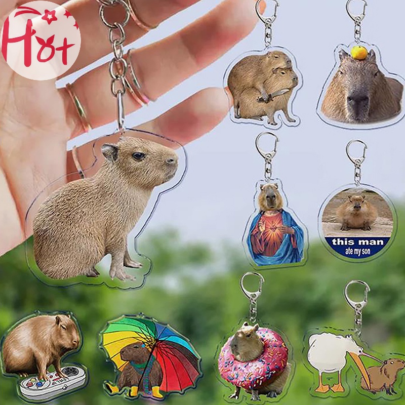 Móc Chìa Khóa Bằng acrylic Hình capybara Hoạt Hình Dễ Thương Cho Nữ
