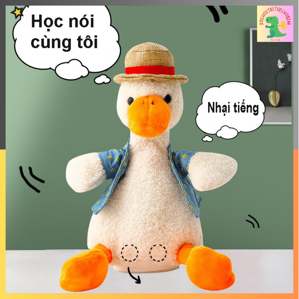 Đồ chơi vịt nhại giọng, vịt nhồi bông biết nói, vịt đồ chơi thông minh cho bé