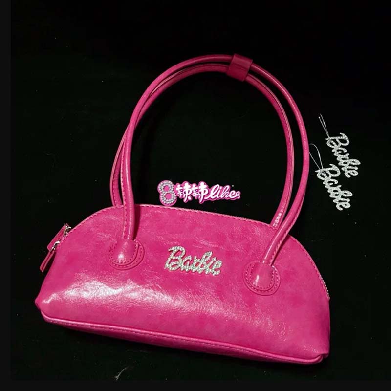 Túi Đựng Điện Thoại Bằng Da pu Màu Hồng / Đen Dung Tích Lớn Hình Búp Bê barbie