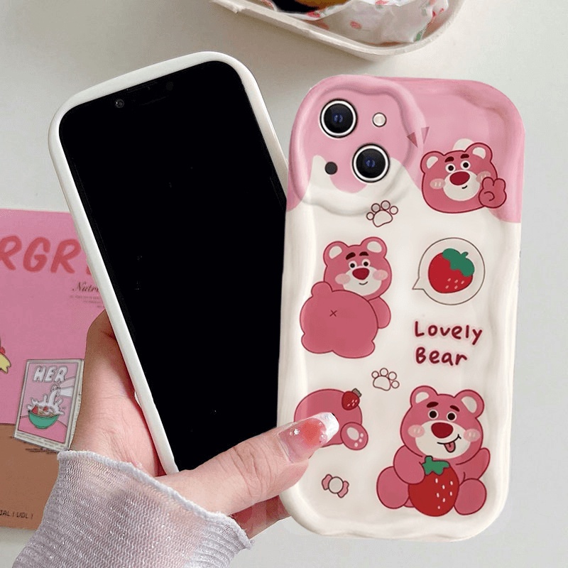 Ốp lưng Samsung Galaxy A35 A15 A05 A05S A54 A34 A24 A14 4G 5G A73 A72 A53 A52 A52S A33 A23 A13 A12 A32 A22 LTE A02 A02S A03S A03 A04 A04E M02 M22 M32 M12 Cute Cartoon Couple Strawberry Bear Tpu Fine Hole Soft Phone Case 1NY 62