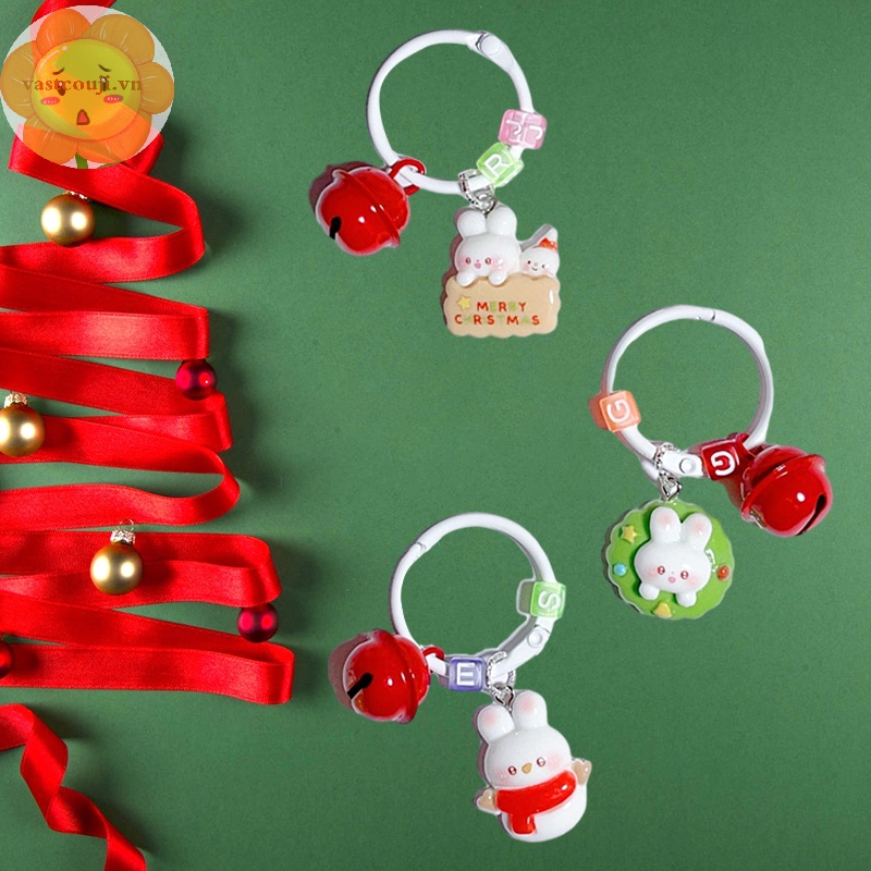 Vastji Móc Khóa Hình Thỏ Hoạt Hình Dễ Thương Trang Trí Cây Thông Noel