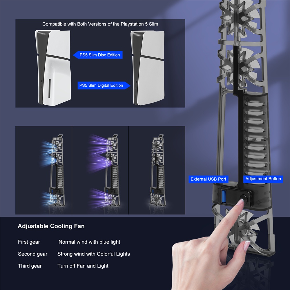 Quạt Tản Nhiệt Mỏng Có Đèn led Cho Máy Chơi Game ps5 ps5 slim