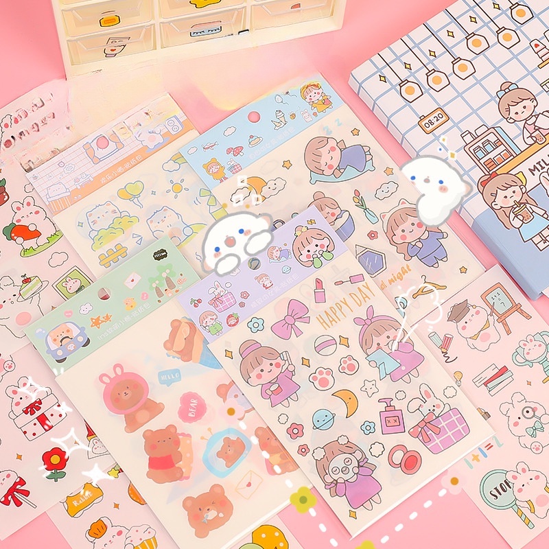 Nhãn Dán Hoạt Hình Nhật Bản diy Trang Trí Sổ Tay Cho Nữ