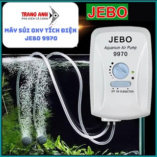 Máy sủi Oxy tích điện Jebo 9970, Máy sủi oxy 2 vòi cho hồ cá cảnh, máy khỏe, chạy êm, tiết kiệm điện
