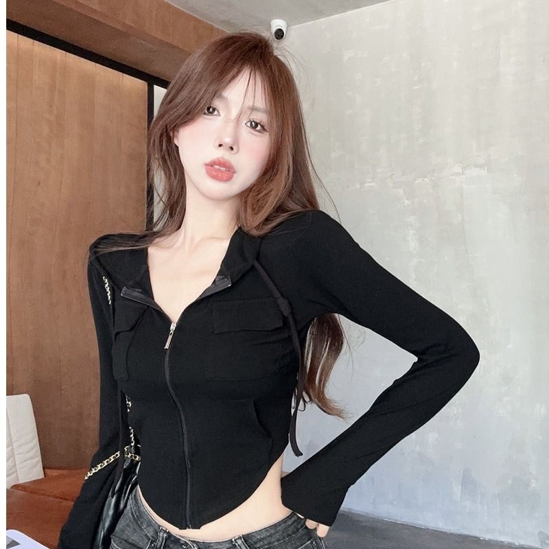 Áo Khoác Có Nón Phối Khóa Kéo Thời Trang Hàn Quốc