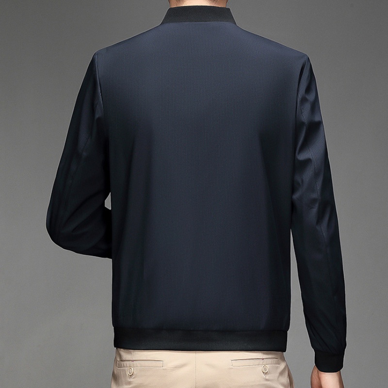 Áo Khoác Cổ Đứng Tay Dài Dáng Rộng Có Túi Khóa Kéo Thời Trang Cho Nam