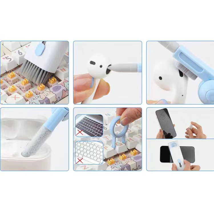 Bộ Dụng Cụ Vệ Sinh Laptop - Máy tính - Bàn Phím - Tai Nghe Airpod Đa Năng 7 in 1 Siêu Nhỏ Gọn Macbox Chổi Quét Bụi Đa Năng Tiện Lợi Dễ Sử Dụng