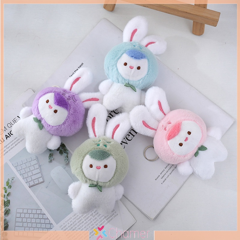 Móc Khóa Thỏ Bông Mềm Mại Dễ Thương Phụ Kiện Chìa Khóa Xe Hơi Quà Tặng Cho Bạn Gái