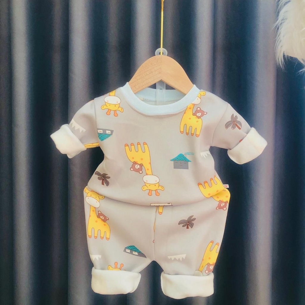 Bộ nỉ lót lông bé trai, size 3-14kg