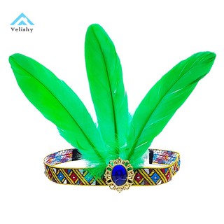 Băng đô cài tóc đính lông vũ phong cách bohemian ấn độ