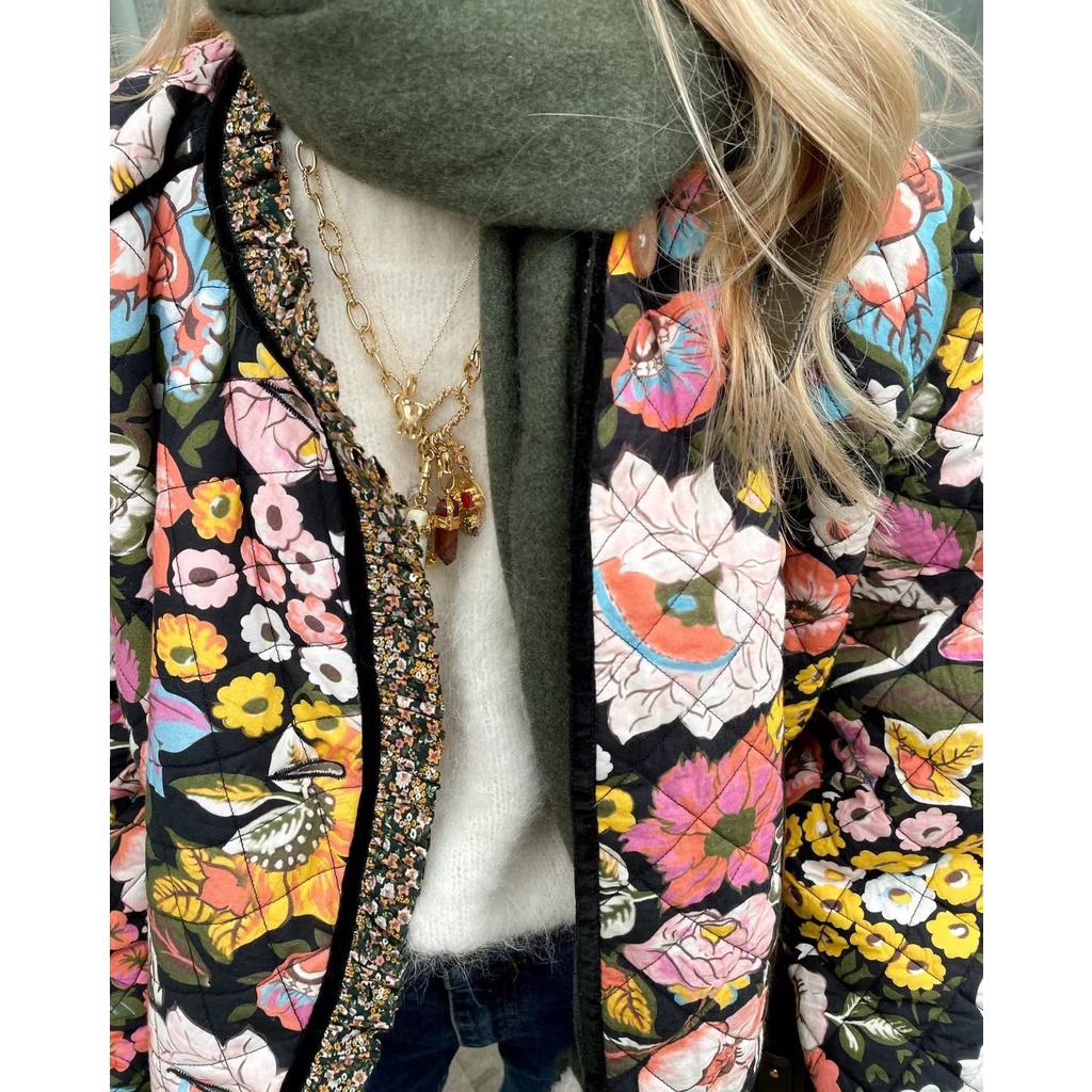 Zara Áo Khoác Lông Cừu Phối Ren Hoa Sen Phong Cách retro Cho Nữ