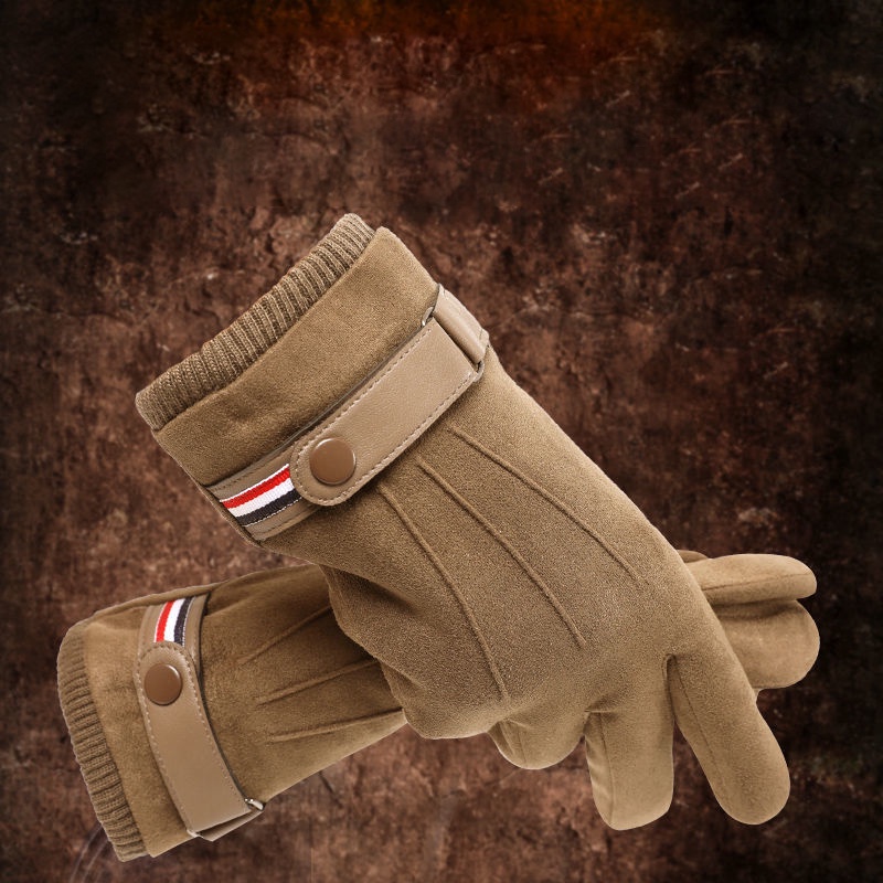 TIDE BEAR Găng Tay Thu Đông Bằng Da Lót Nhung Ấm Áp Chống Gió Tốt Cho Nam Giới