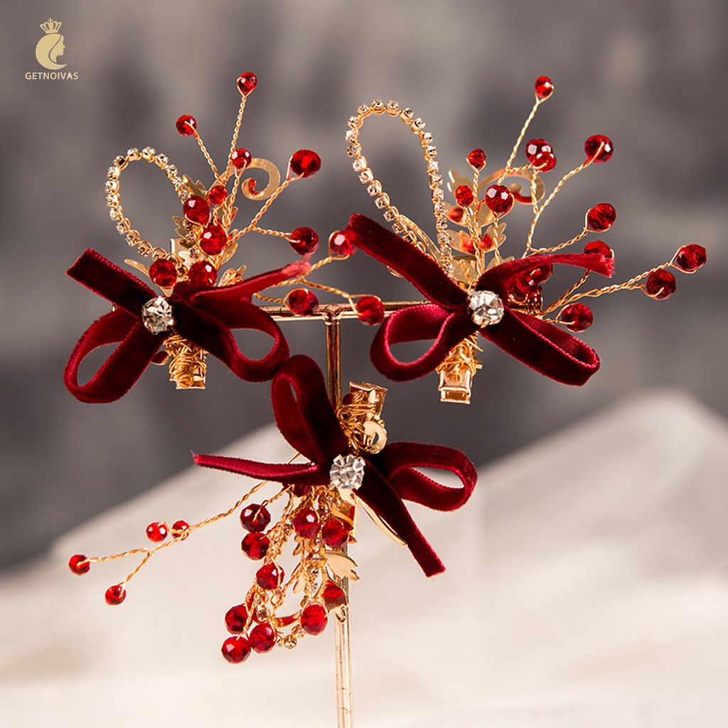 Kẹp Tóc Nhung Chống Trượt Phong Cách vintage Cho Cô Dâu