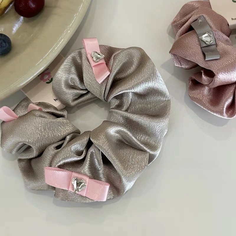 Dây Buộc Tóc Da Bóng Đính Đá Hình Trái Tim Xinh Xắn Cho Nữ