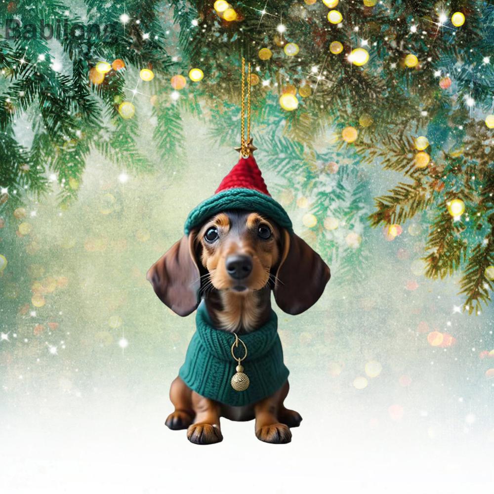 Tượng Trang Trí Giáng Sinh Hình Chú Chó Hoạt Hình Bằng acrylic