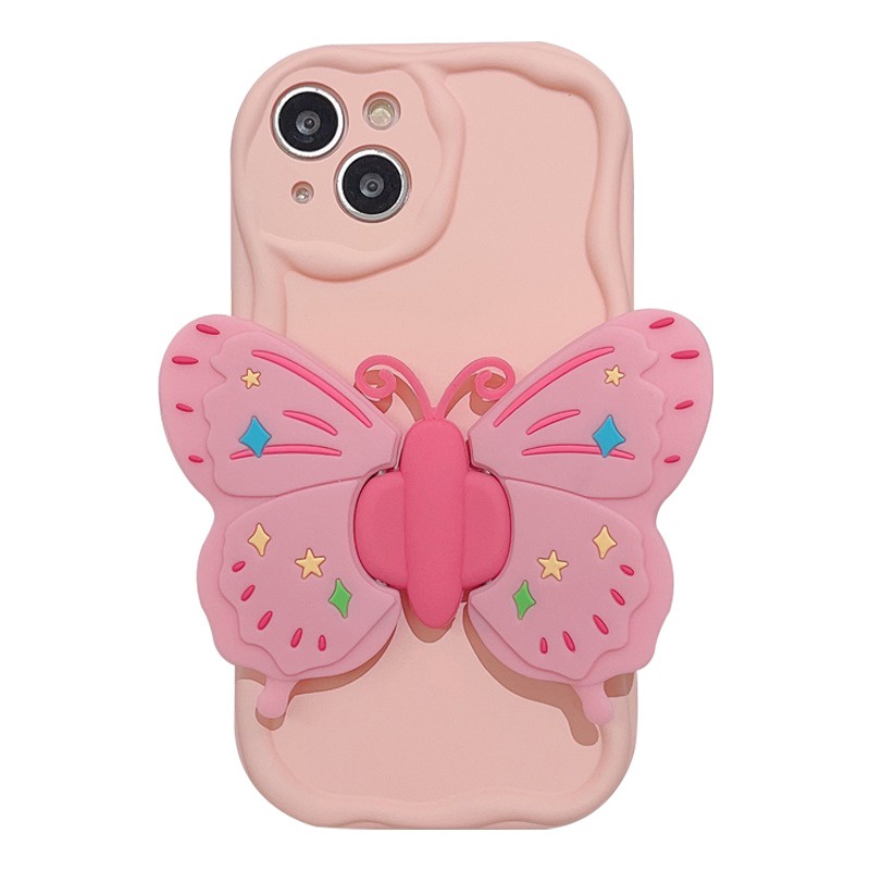 3D Butterfly bracket Case ForSamsung Galaxy S23 S21 S22 Ultra S21 S20 S23 FE j2 j7 prime Cute Cartoon Soft Phone Case SAMSUNG S23+ S22+ S21+ M14 M54 F54 M34 F34 Phone Back Cover